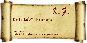 Kristó Ferenc névjegykártya